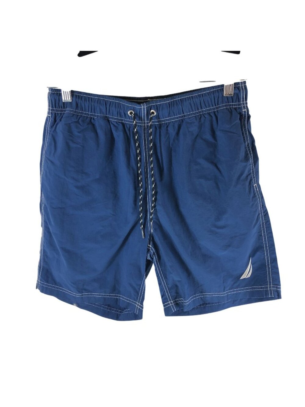 Nautica Mens Standard Solid Quick Dry Classic Logo Swim Trunks Mesh Lined Blue S
